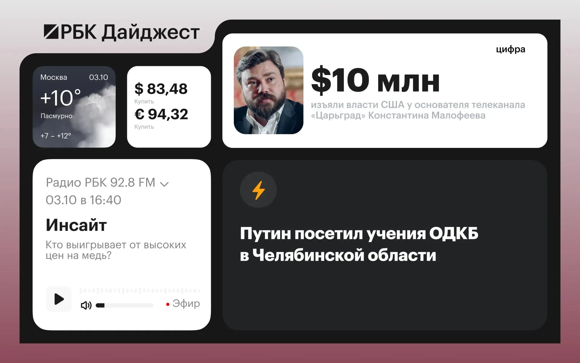 Ключевые события дня: учения ОДКБ в Челябинской области, новые санкции, налог на сверхдоходы недропользователей и другие важные новости.