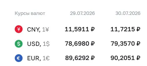 Официальный курс доллара по ЦБ превысил ₽79. Также выросли евро и юань — новые значения действуют на 30 июля.